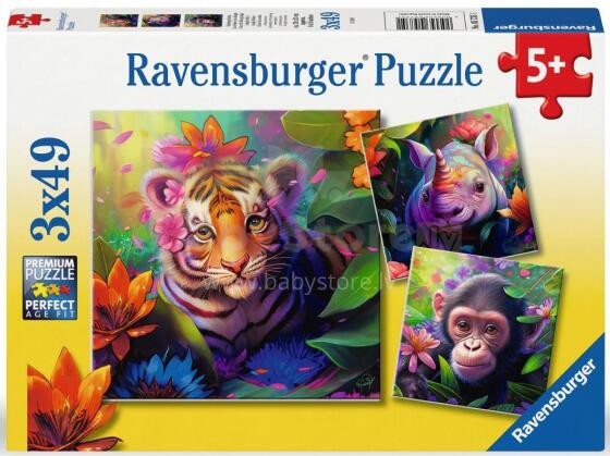 Ravensburger dėlionė 3x49 vnt. Džiunglių vaikai