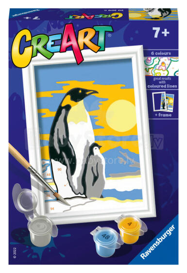 Ravensburger dažykite pagal numerius pingvinų šeima