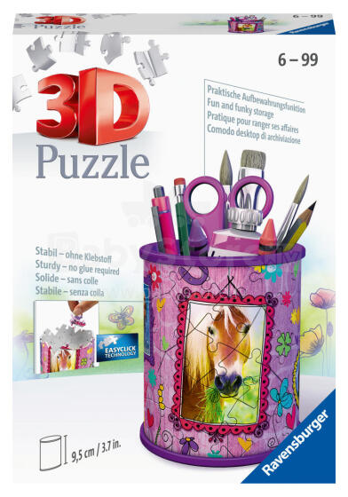 Ravensburger 3D dėlionė pieštukų puodelis su arkliais