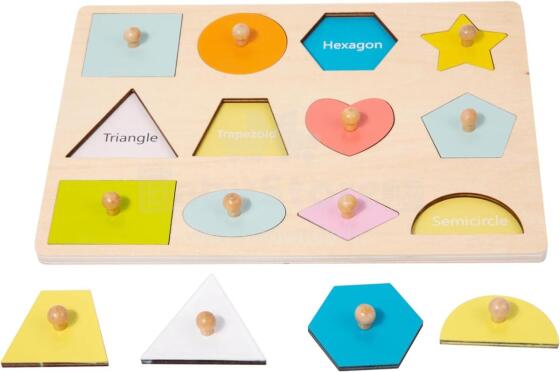 Adena Montessori Wooden Art.294587 Montessori Wooden Puzzle Board