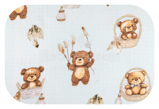 Diaper - 31333 - TETRA PRINT - EGA - TEDDY BEARS in BASKET - BLUE - size 70x80 cm