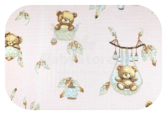 Diaper - 31340 - TETRA PRINT - EGA - TEDDY BEARS in BASKET - PINK - size 70x80 cm