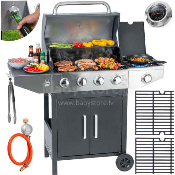 Gas garden grill with cast iron grate and lid 4+1 burners Berdsen BD-897