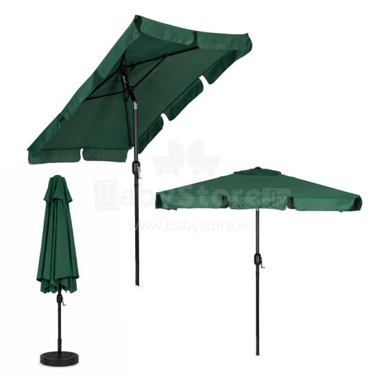 Prostokątnis didelis sodo skėtis šoninis sulankstomas su rankenėle žalias 200x130 cm MultiGarden
