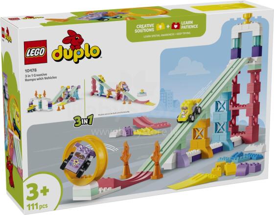 LEGO DUPLO Miestas 3 in 1 Kūrybiniai Nuolydžiai su Transporto Priemonėmis