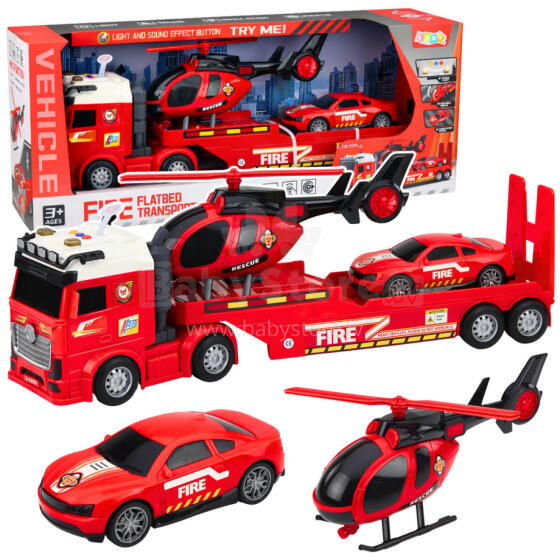 Firefighter Rescue Set Truck Tow Truck Car Helicopter Lights Sound