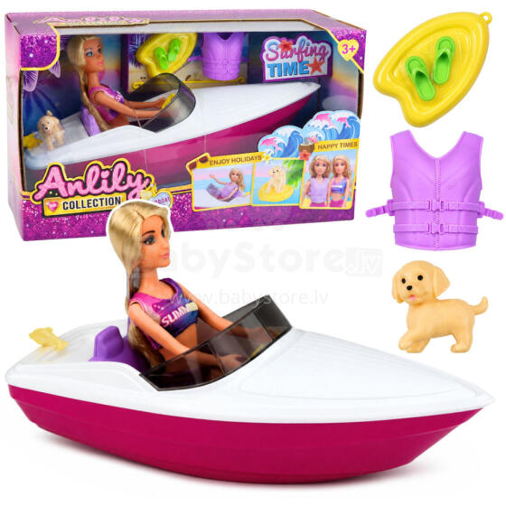Anlily Doll in a Motorboat Dog Puppy Vest Board Accessories Set