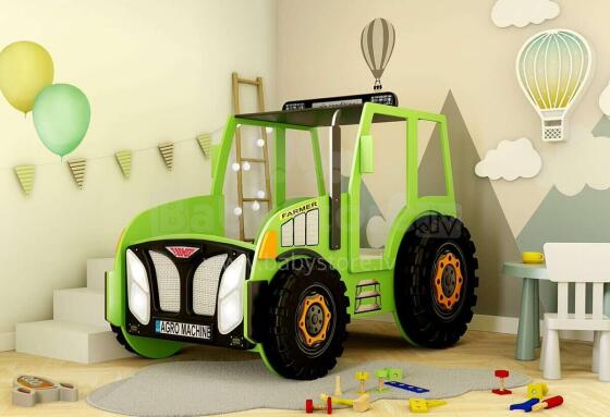 Plastiko Traktor Art.296475 Green Ergonomiška vaikų lova su čiužiniu 190x80 cm