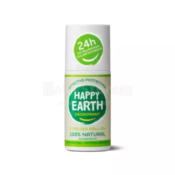 Happy Earth Roll-On Art.296508 100% looduslik lõhnatu deodorant roll-on tundlikule nahale, 75ml
