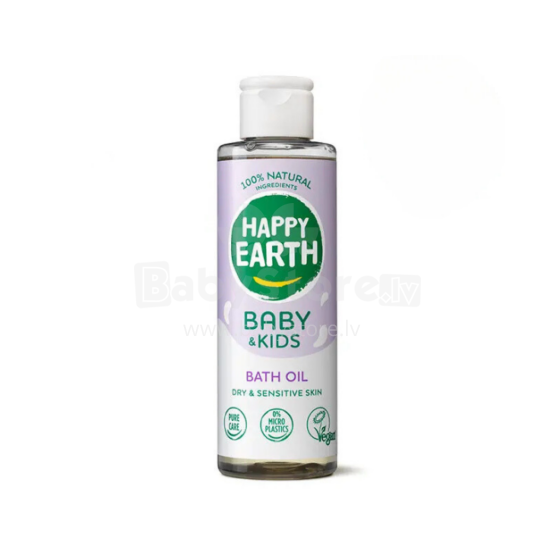 Happy Earth Bath Oil  Art.296509 100% Naturaalne mandli-, jojoba- ja päevalilleõlidega niisutav vanniõli beebidele ja lastele, 150ml