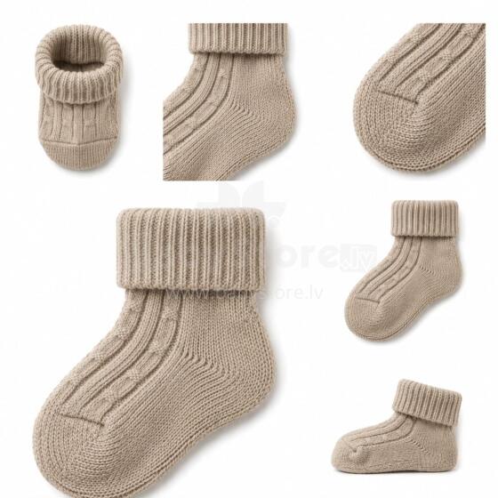 So Cute Wool Natural Eco Socks Art.296295 Beige Natūralios vilnos kojinės naujagimiams