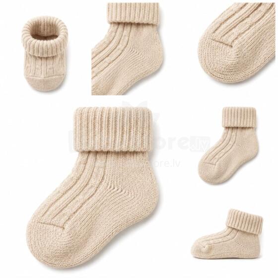 So Cute Wool Natural Eco Socks Art.296926 Light Beige Natūralios vilnos kojinės naujagimiams
