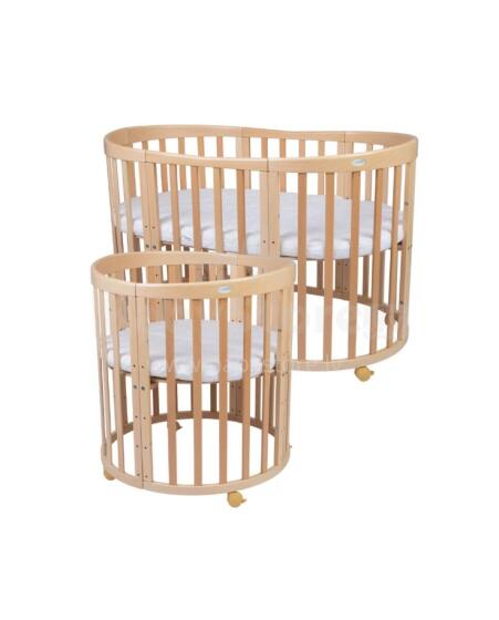 Waldin Oval Baby Collection Bed Crib  7 in 1 Art.297542 Natural Wood  Daugiafunkcinė medinė transformuojama lovelė 7 viename