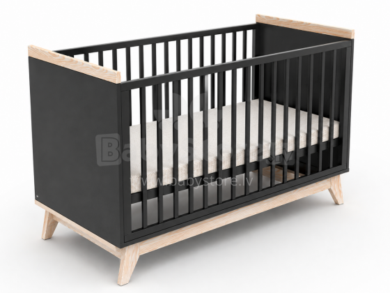 Elf Bed Vigo Art.298087 Black Medinė kūdikio lovelė 120x60 cm
