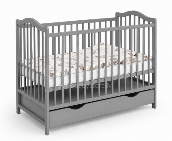 Elf Bed Pebble Drawer Art.298093 Grey Wooden baby crib with a storage drawer (120x60 cm)