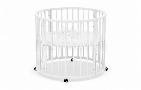 Elf Bed Crib Roundy  Art.298157 White Stilinga apvali medinė lovelė