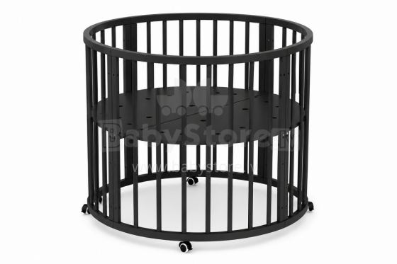 Elf Bed Crib Roundy  Art.298158 Black Stilinga apvali medinė lovelė