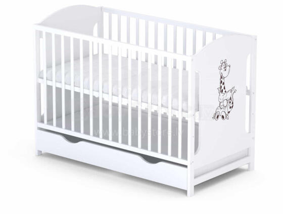 Elf Bed Meadow Drawer Art.298162 White Wooden baby crib with a storage drawer (120x60 cm)