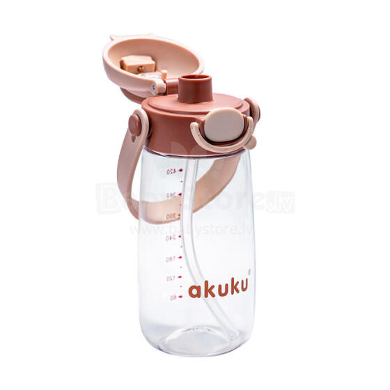 A0726 SCHOOL WATER BOTTLE WITH STRAW 480ML MOCHA