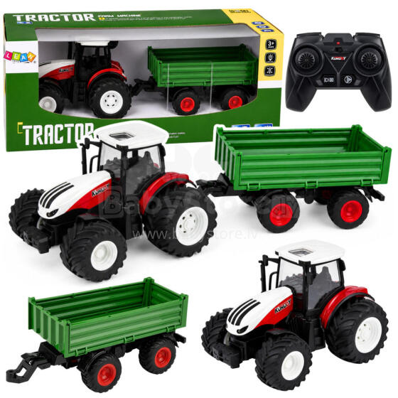Remote Controlled Farm Tractor with Tipper Trailer, Lights, Sound 1:24