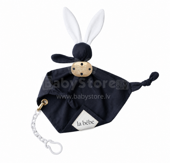 La Bebe™ Sleep Comforter Gift Set Art.299202 Black Bunnies Soft security blanket + Pacifier holder