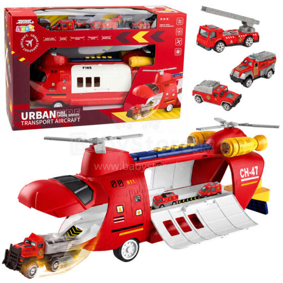 Large Foldable Firefighter Transport Plane with Vehicles, Lights, and Sounds