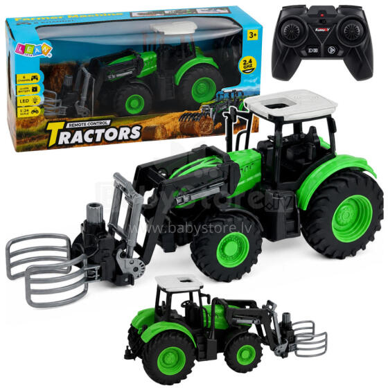 RC Tractor with Bale Gripper Remote Controlled Lights Green 1:24