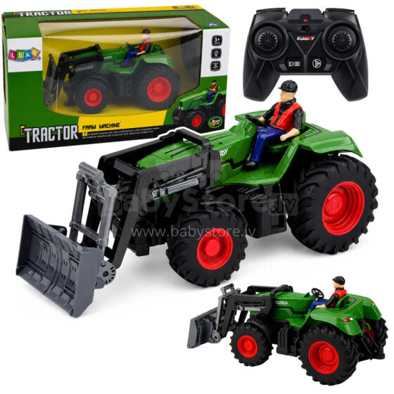 Remote Controlled Agricultural Tractor with Bulldozer and Farmer RC 1:24