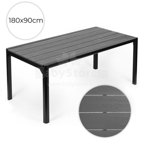 Didelis lauko stalas 8 asmenims 180x90 cm terasai sodui pilkas paviršius MultiGarden
