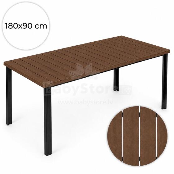 Didelis lauko stalas 8 asmenims 180x90 cm terasai sodui rudas paviršius MultiGarden