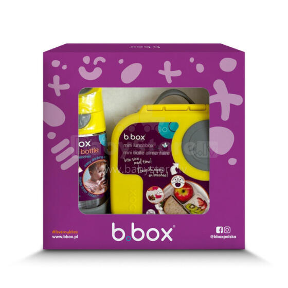 B.BOX 62061 Mini Lunchbox Set + Tritan Bottle with Straw 450ml Lemon Sherbet