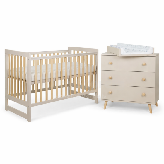 Bebe Basic Bedding Wood Set Tomi Art.43655 Cashmere   Vaikų baldų komplektas: lova ir komoda