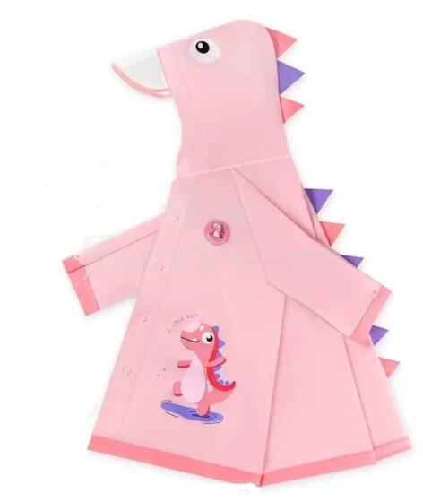 Kids Soft Raincoat Dino Art.63708 Pink  Vaikiškas lietpaltis