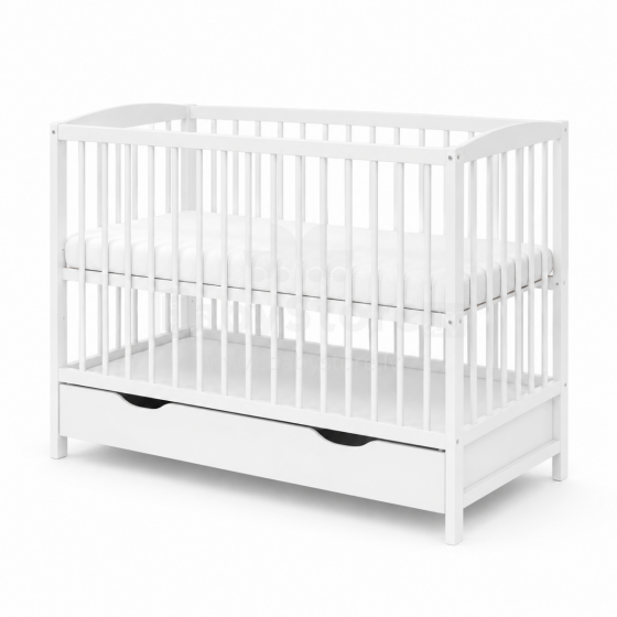 Elf Bed Arco Drawer Art.73281 White Wooden baby crib with a storage drawer (120x60 cm)