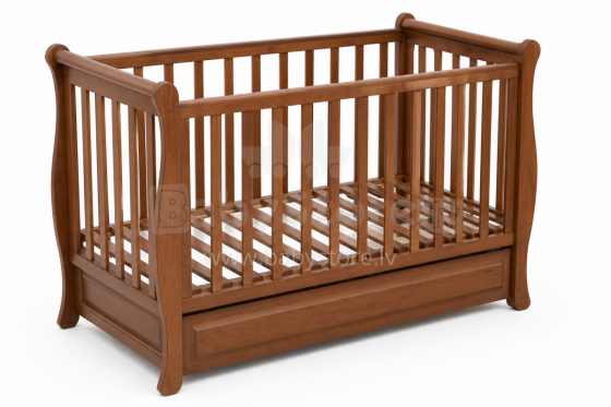 Elf Bed Gardenia Drawer  Art.74234 Nut Toddler crib with a drawer, 120x60 cm