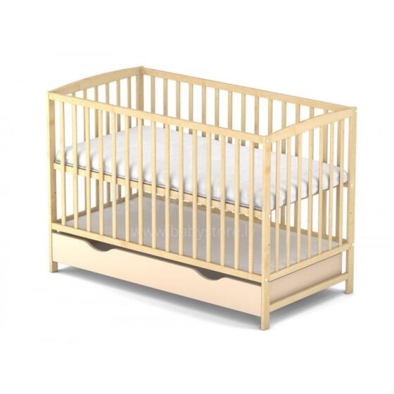 Elf Bed Arco Drawer Art.74235 Natural  Wooden baby crib with a storage drawer (120x60 cm)