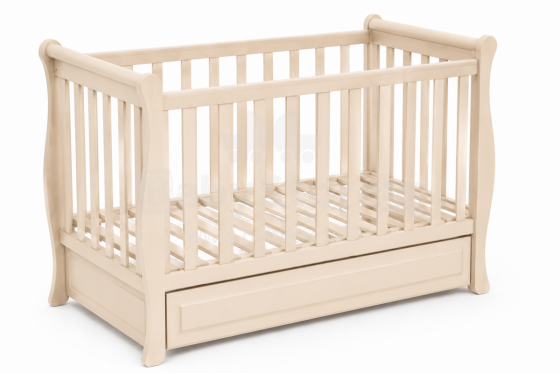 Elf Bed Gardenia Drawer  Art.74242 Cashmere Toddler crib with a drawer, 120x60 cm