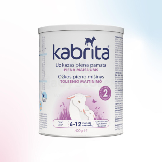 Kabrita Gold 2 Art.KA12 mišinys kūdikiams, pagamintas iš ožkos pieno nuo 6 iki 12 mėnesių. 400 g