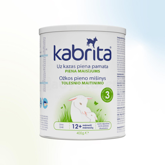 Kabrita Gold 3 Art.KA13 ožkos pieno sausas gėrimas vaikams nuo 1 metų 400g