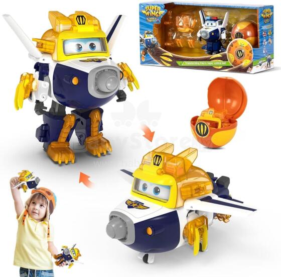 Super Wings Transforming Paul Art.EU760965 Transformuojantis grindų ir gyvūnų galios kamuoliuko žaislas, maždaug 12,3 cm