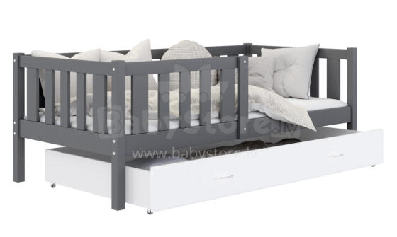 AJK Bobo Art.93672 Grey Стильная молодёжная кровать со ящиком и матрасом 160x80 см