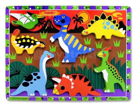 Melissa&Doug Puzzles Dinosaur  Art.13747  Деревянный пазл для малышей Динозавры