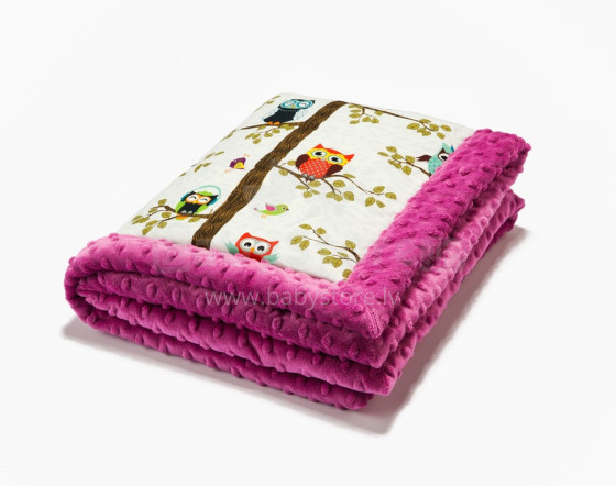 La Millou By Anna Mucha Art. 83451 Infart Blanket Owl Radio Raspberry Augstākās kvalitātes divpusēja sedziņa (65x75 cm) 