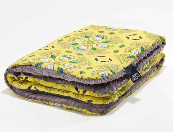 La Millou By Anna Mucha Art. 83536 Preschooler's Blanket Skulls Yellow Grey Высококачественное детское двустороннее одеяло (110x140 см)