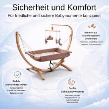 Hammock with Wooden Frame Art.101082 Beige Детский гамак с деревянным каркасом - эргономичный подвесной шезлонг 66 x 150 см для детей 3-5 лет