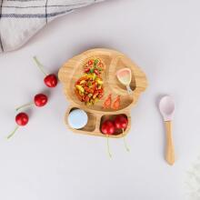 Bamboo Wood Plate Art.148398 Деревянная тарелка с присоской и отсеками