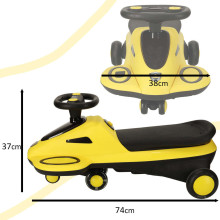 Ikonka Art.KX4221_2 Gravity scooter glowing LED wheels with music playing scooter 74cm yellow/black max 100kg