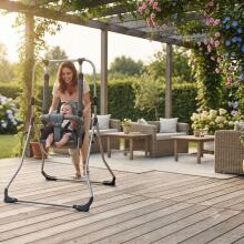 Adbor Swing N1 Art.N-06 Stable children's swing with a safety bar and feeding tray.