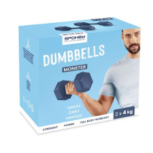 Set of hexagonal dumbbells 2x4 kg Spokey MONSTER