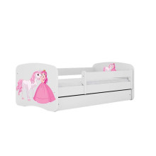 Bed babydreams white princess horse with drawer with non-flammable mattress 140/70